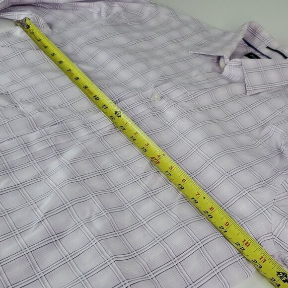 L Austin Reed LONDON BUTTON FRONT purple white PLAID MEN'S SHIRT Large - Picture 2 of 13